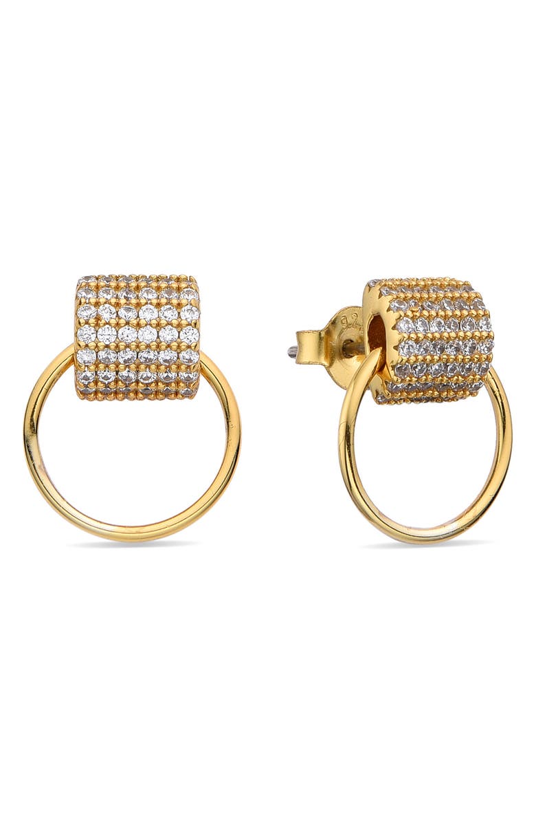 EYE CANDY LOS ANGELES Roxanne Pavé Cubic Zirconia Doorknocker Earrings, Main, color, Gold