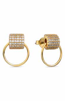 EYE CANDY LOS ANGELES Roxanne Pavé Cubic Zirconia Doorknocker Earrings