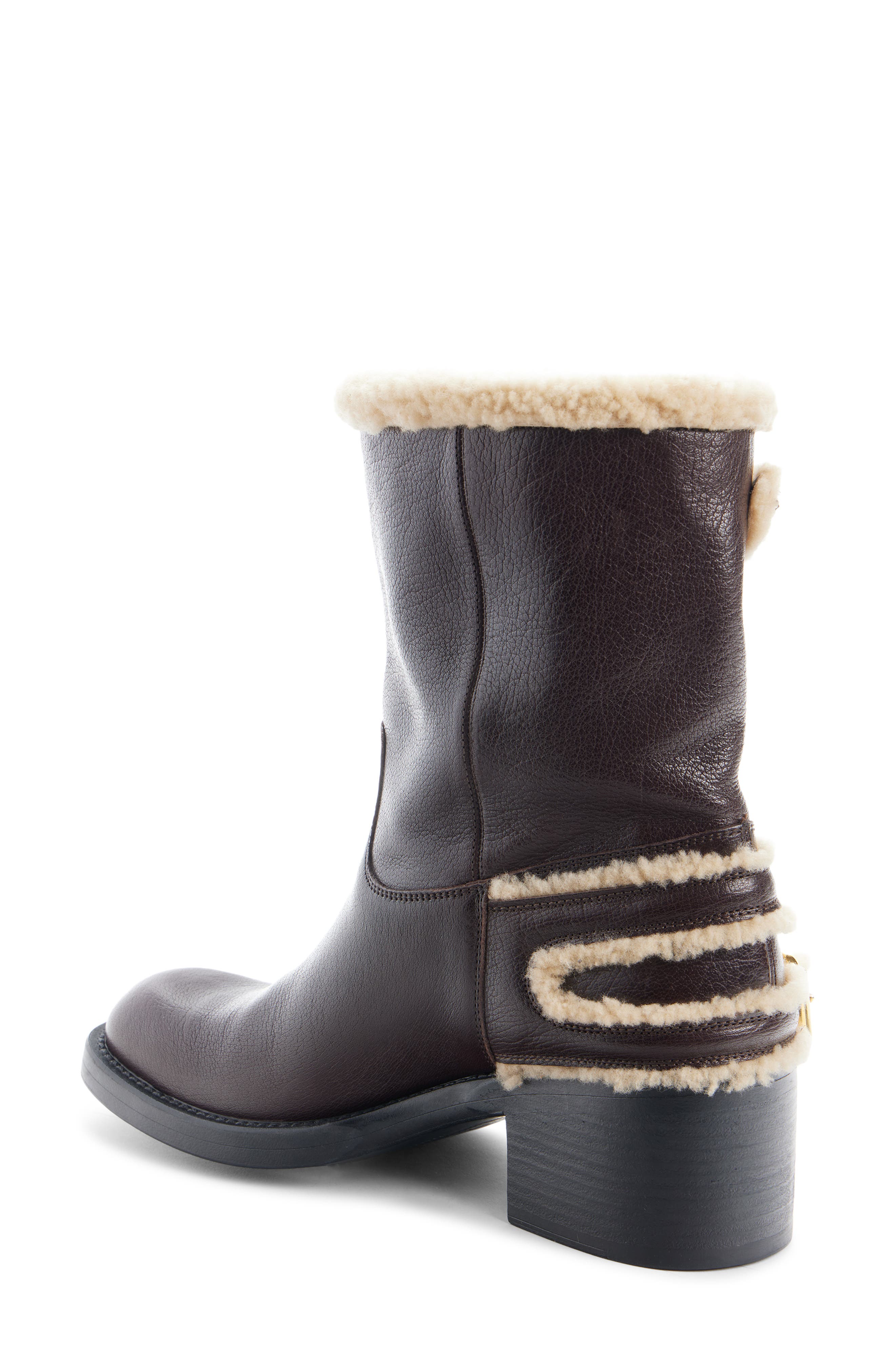 Chloé Genuine Shearling Dakota Boot, Alternate, color, Burnt Wood