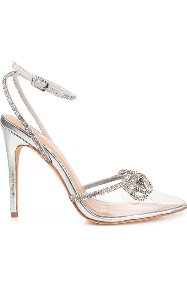 Journee Collection Gracia Crystal Bow Stiletto Pump, Alternate, color, Clear