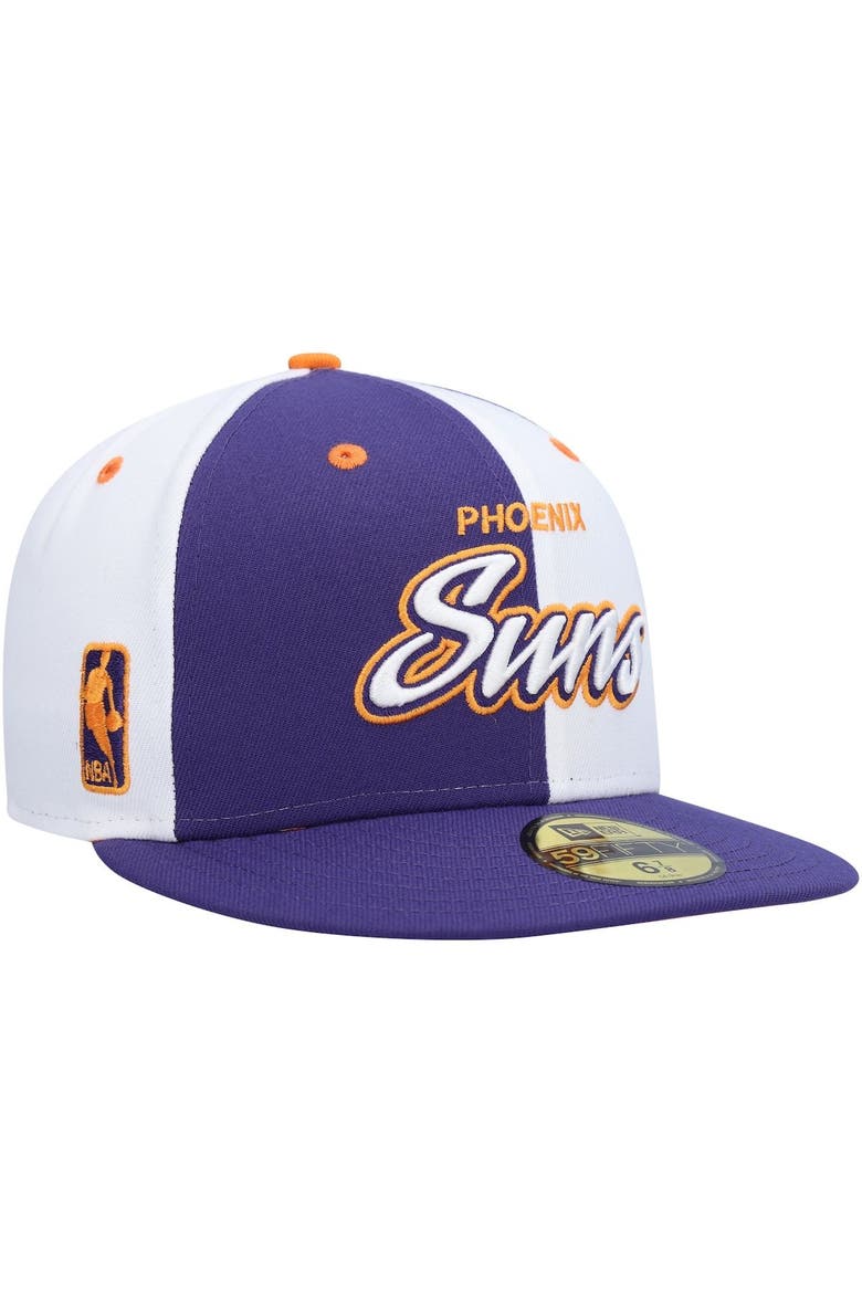Men's New Era Purple/White Phoenix Suns Script Pinwheel 59FIFTY Fitted Hat, Alternate, color, Purple