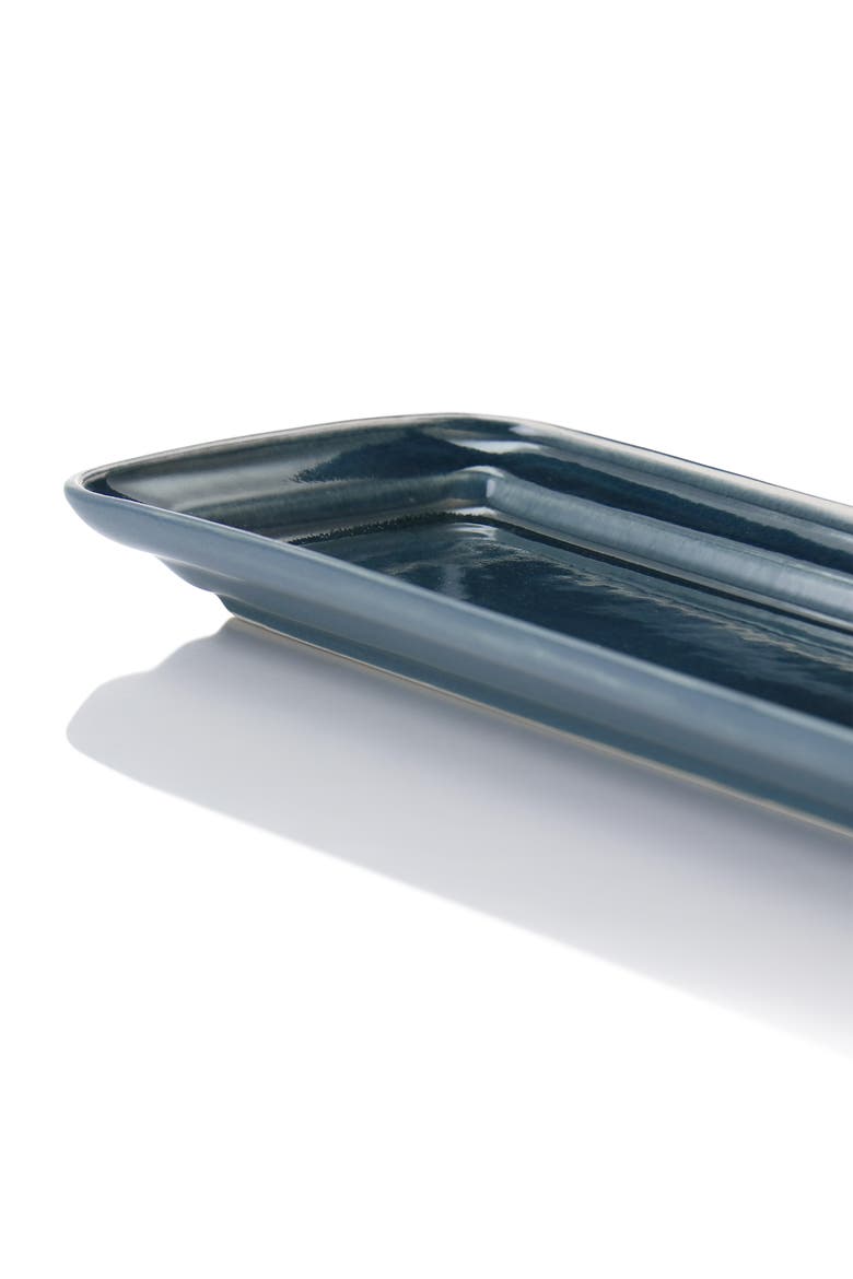 6 Piece 16.1x4.3" Rectangle Stoneware Long Platter Set, Alternate, color, Brown