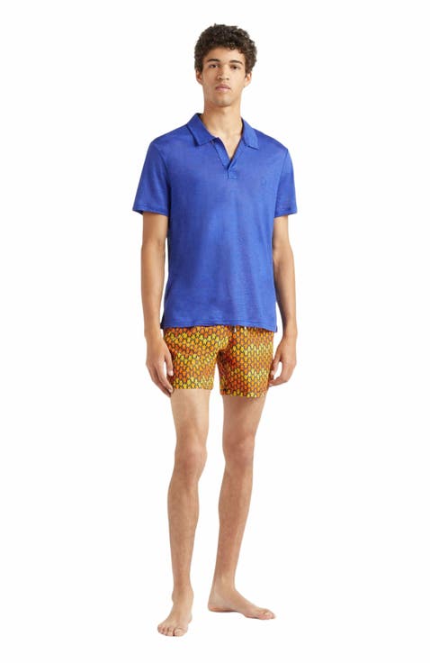 Men's Solid Linen Jersey Polo Shirt