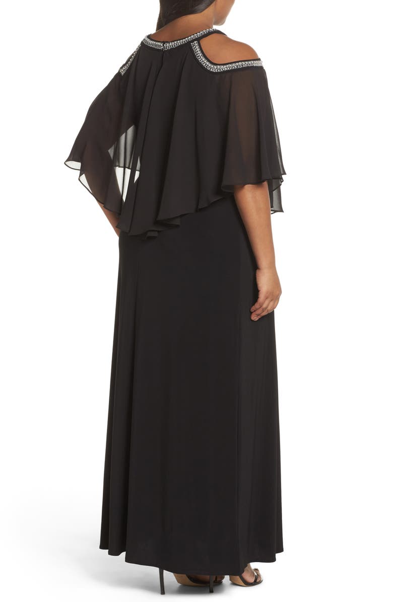 Alex Evenings Embellished Cold Shoulder Popover Gown, Alternate, color,