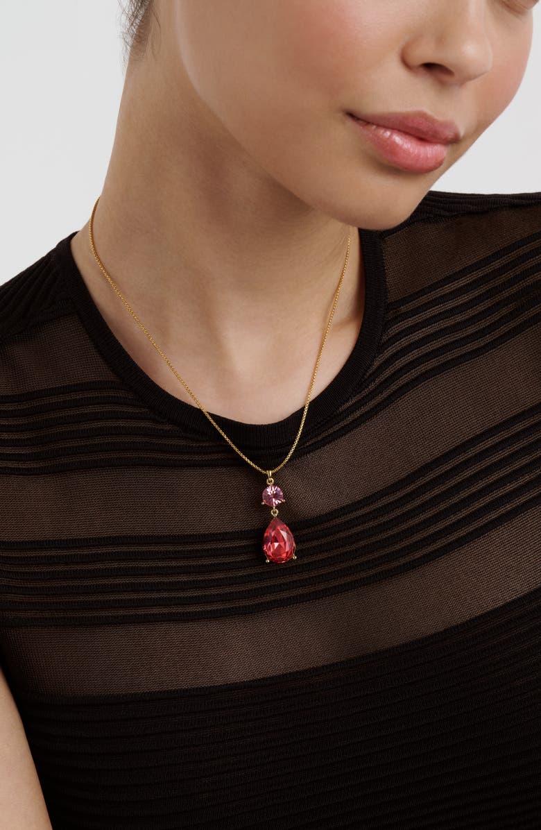 Ted Baker Tearsa Crystal Teardrop Pendant Necklace, Alternate, color, Gold Tone / Pink Multi Crystal