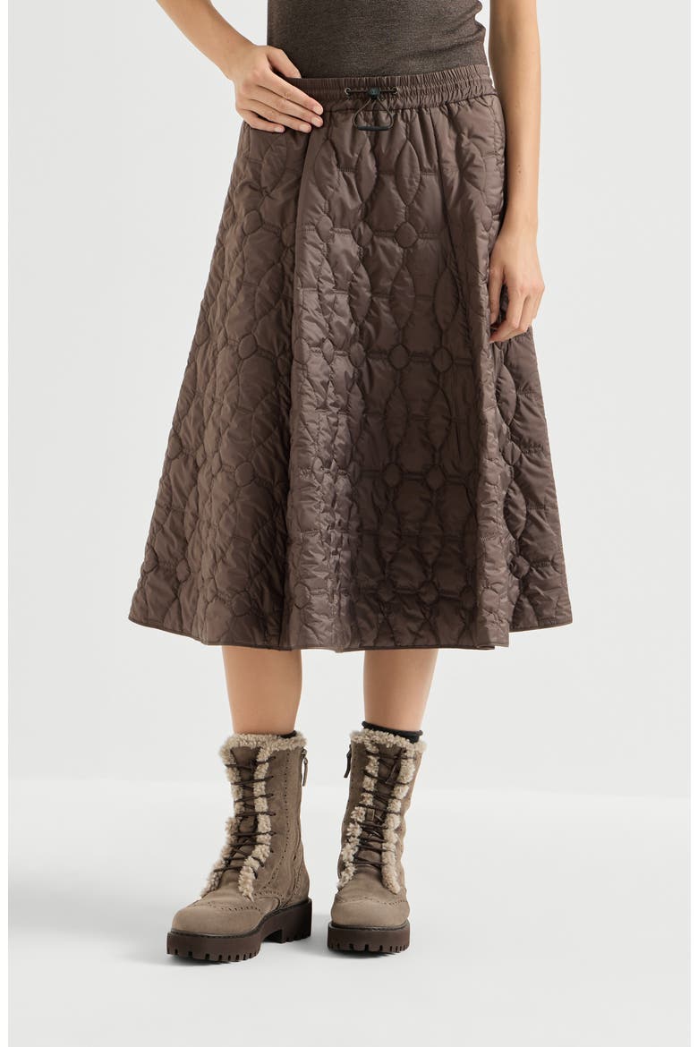 Water-resistant matte nylon quilted skirt with Thermore®, Main, color, Coffee
