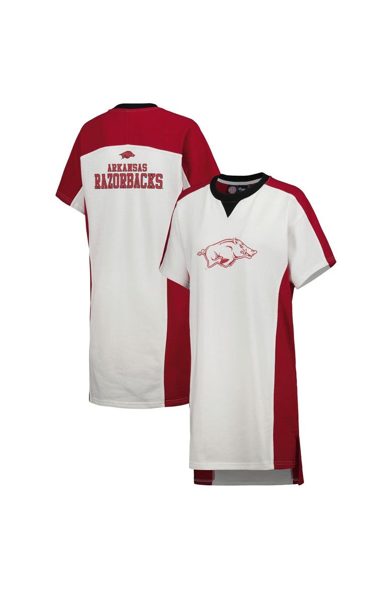 Women's G-III 4Her by Carl Banks White Arkansas Razorbacks Home Run T-Shirt Dress, Main, color, White