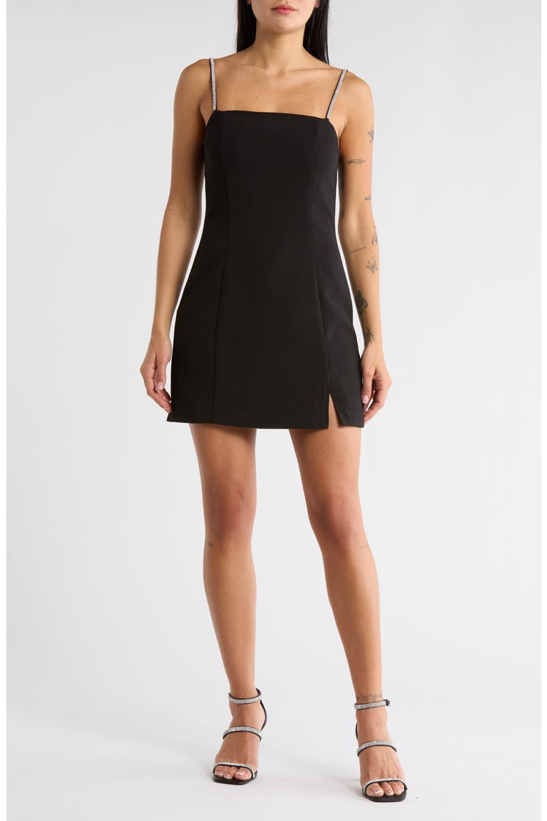 Rhinestone Strap Minidress, Main, color, BLACK