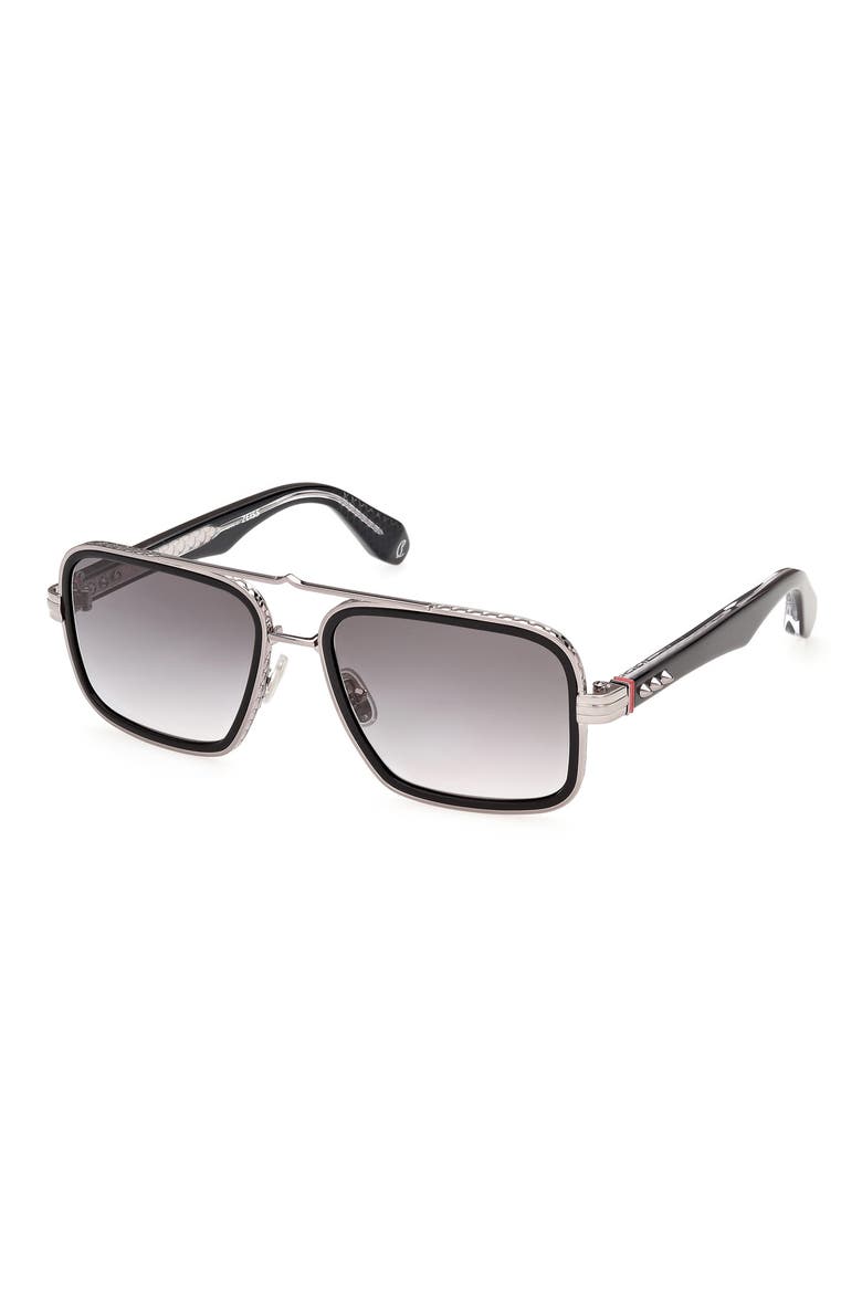 57mm Gradient Square Sunglasses, Alternate, color, RUTHENIUM BLACK / SMOKE