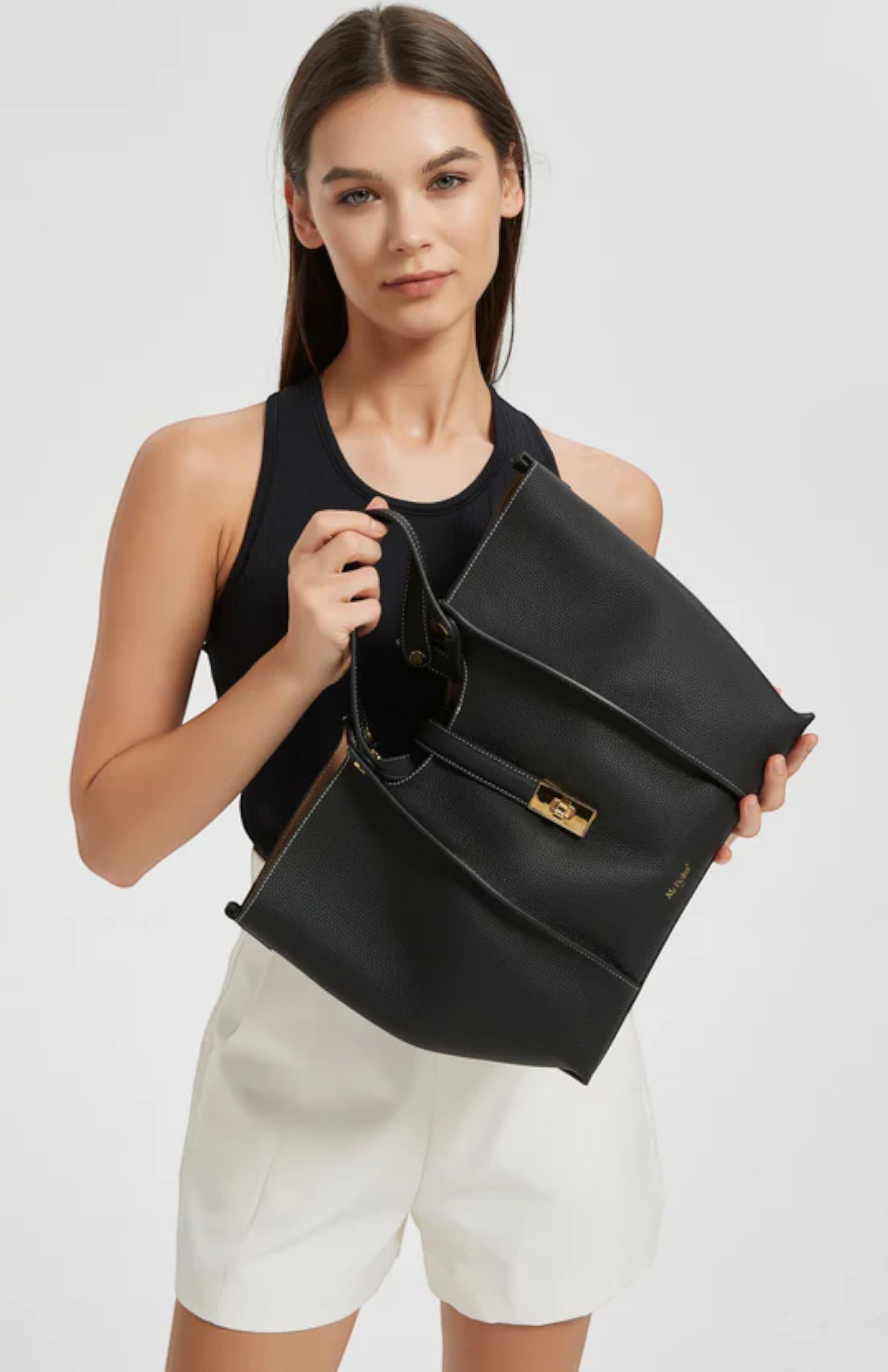 Wharf Genuine Pebble Leather Tote, Alternate, color, Black