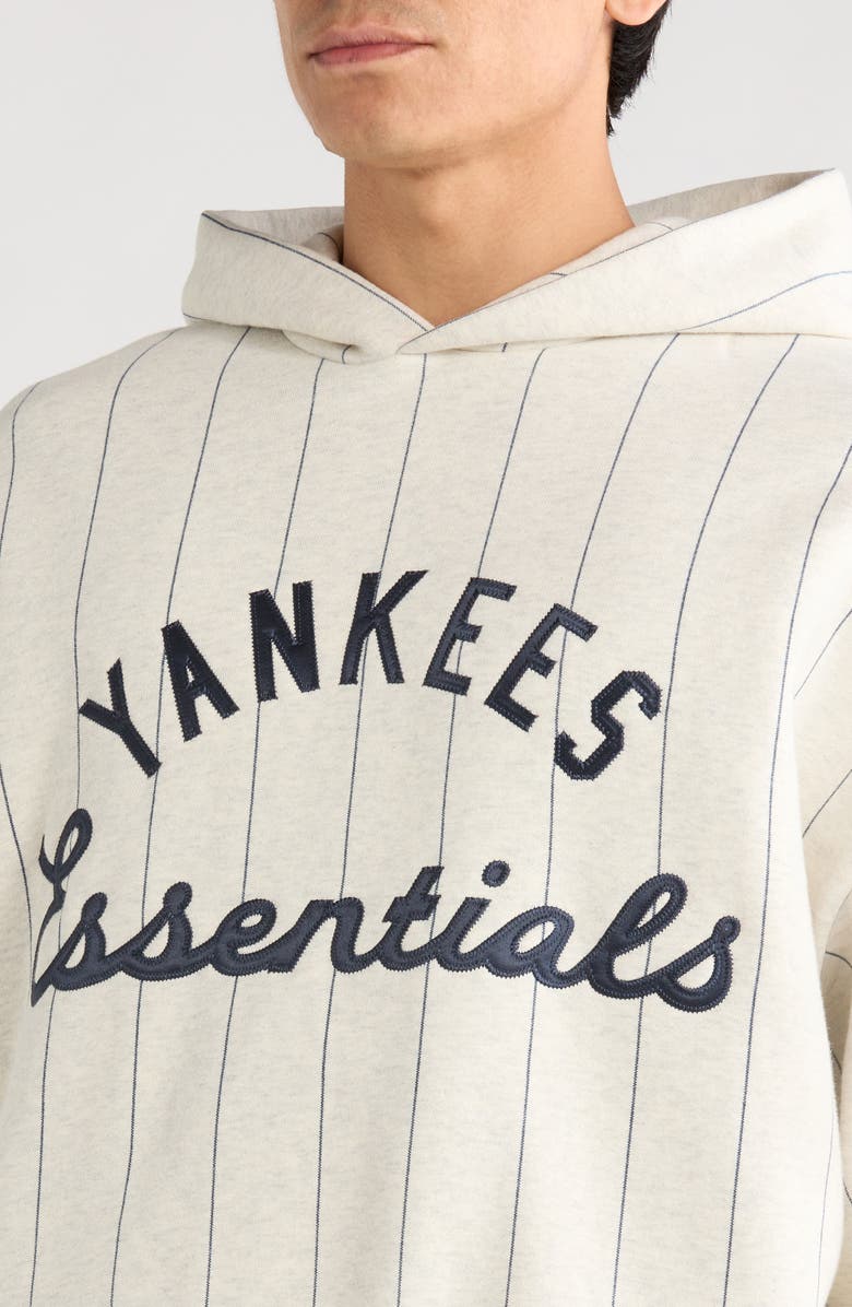 Fear of God Essentials x MLB Yankees Sport Cotton Blend Graphic Hoodie, Alternate, color, Oatmeal Heather/ Pinstripes