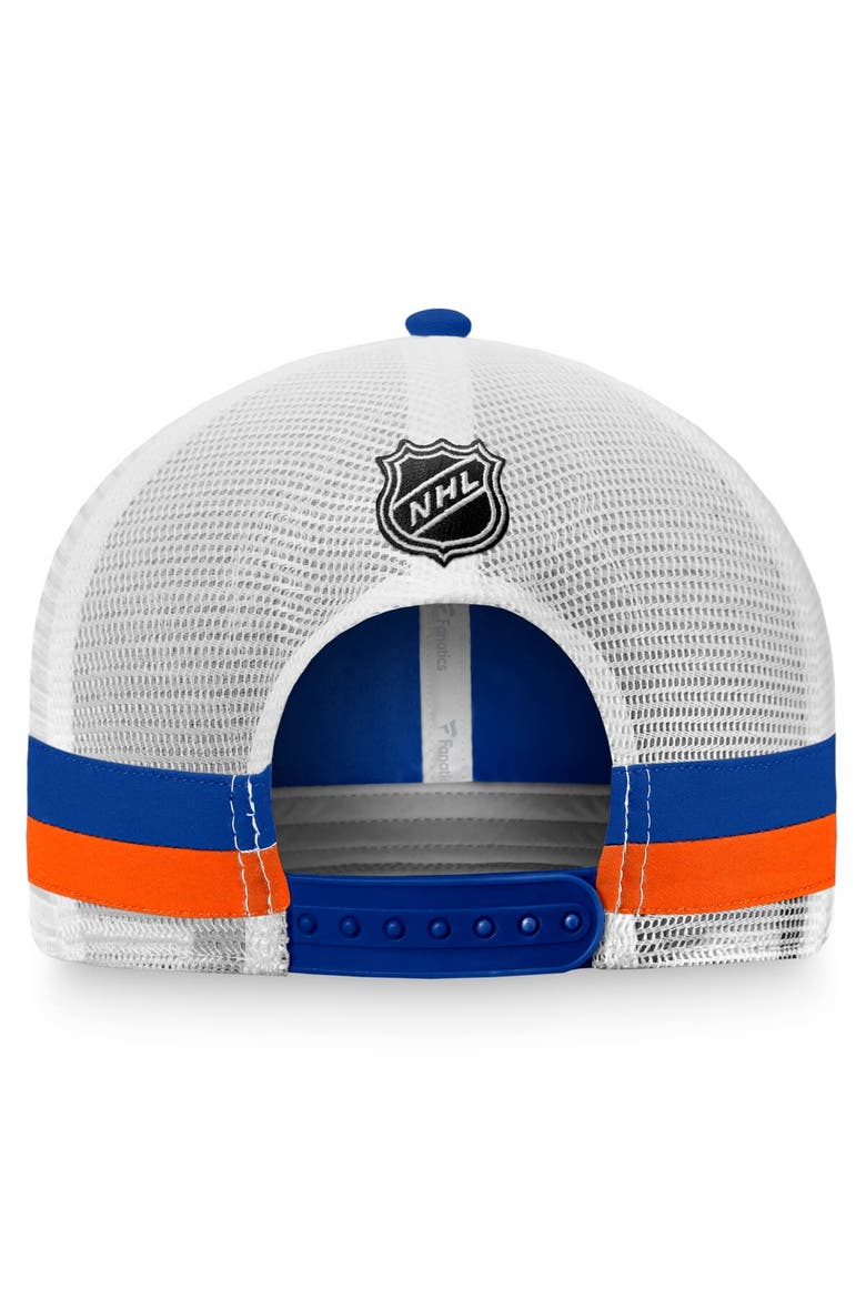 Men's Fanatics Branded Royal/White New York Islanders Fundamental Striped Trucker Adjustable Hat, Alternate, color, Royal