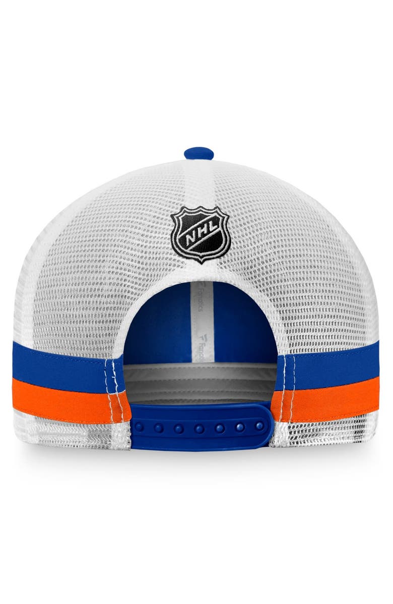 FANATICS Men's Fanatics Branded Royal/White New York Islanders Fundamental Striped Trucker Adjustable Hat, Alternate, color, 