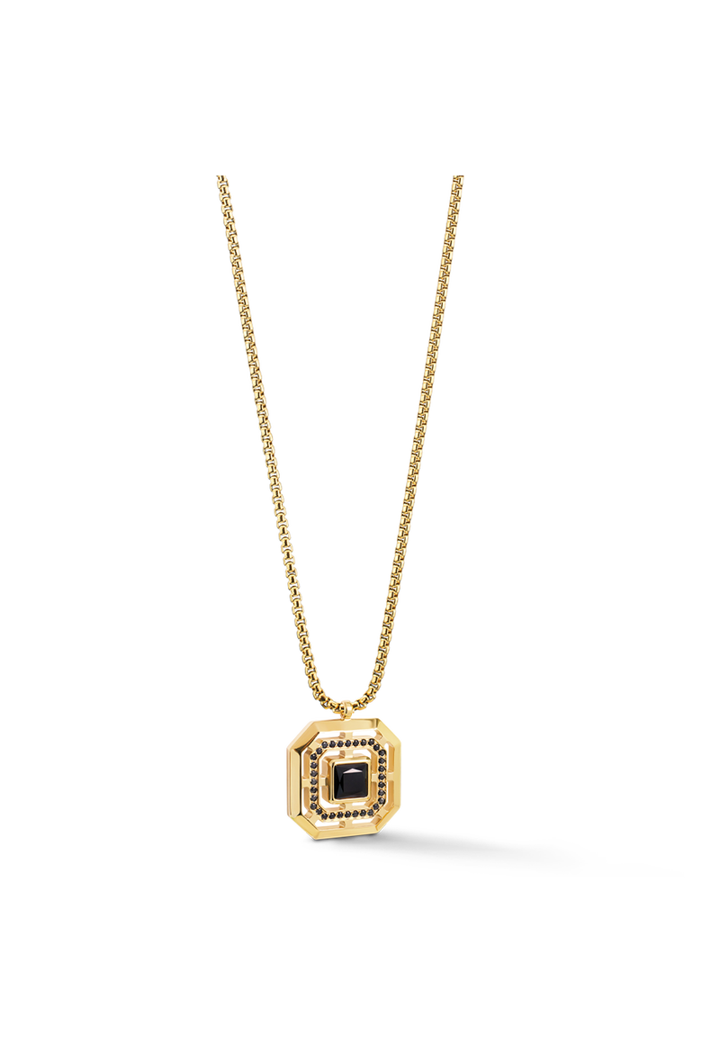 Necklace Amulet Icon Frame Pure, Alternate, color, Noir Gold