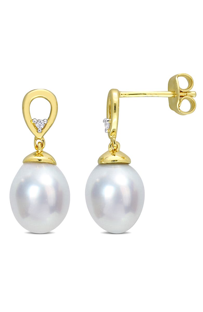 Julianna B. South Sea Pearl & White Topaz Drop Earrings, Main, color, South Sea Pearl