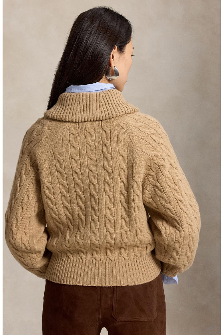 Cable Knit Wool & Cashmere Cardigan, Alternate, color, CL CAM MEL