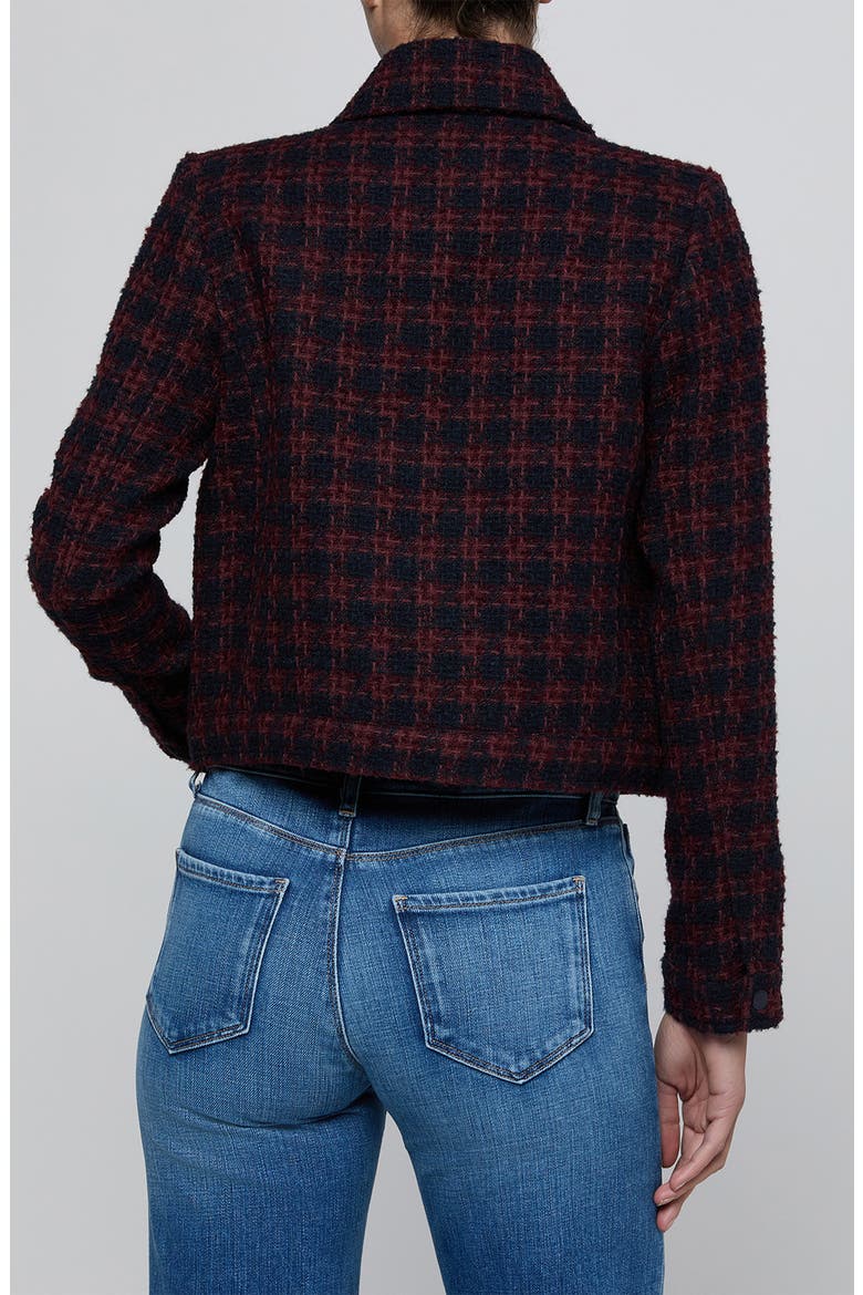 Nyx Cropped Tweed Jacket, Alternate, color, MIDNIGHT/ BURG TWEED