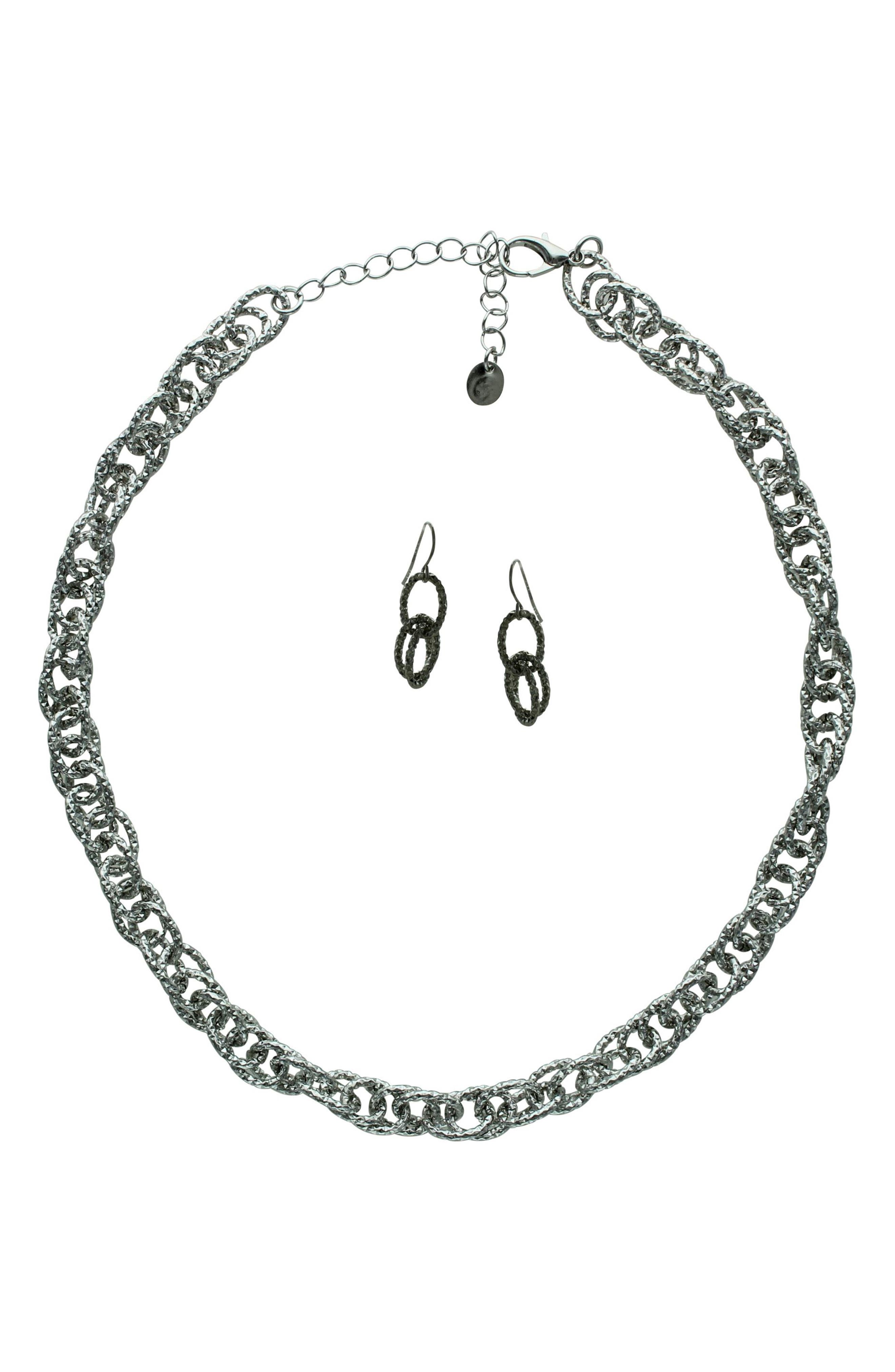 OLIVIA WELLES Penna Textured Chain Necklace & Earrings Set