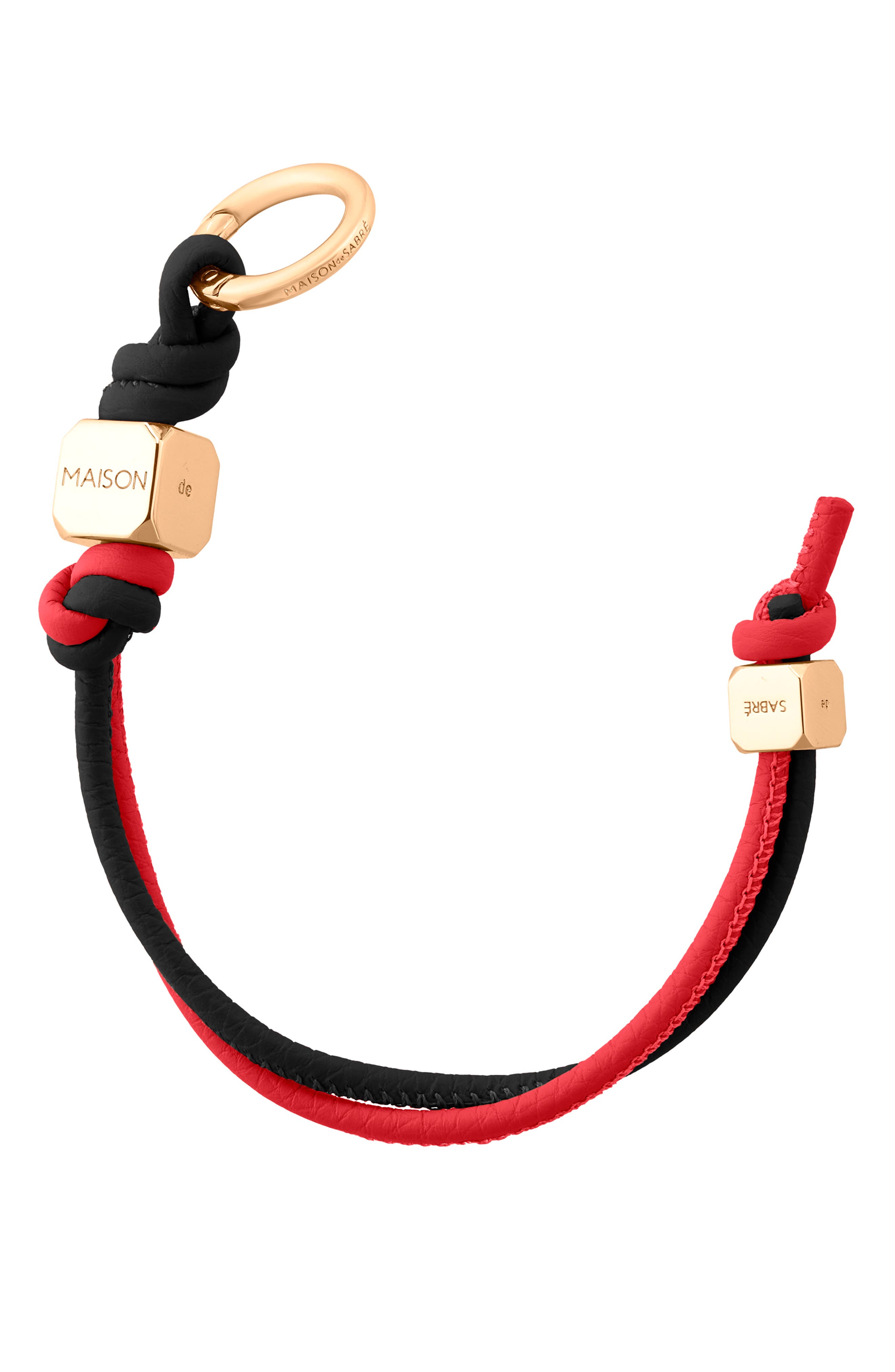 MAISON de SABRÉ Leather Wristlet Charm, Alternate, color, Rouge Noir