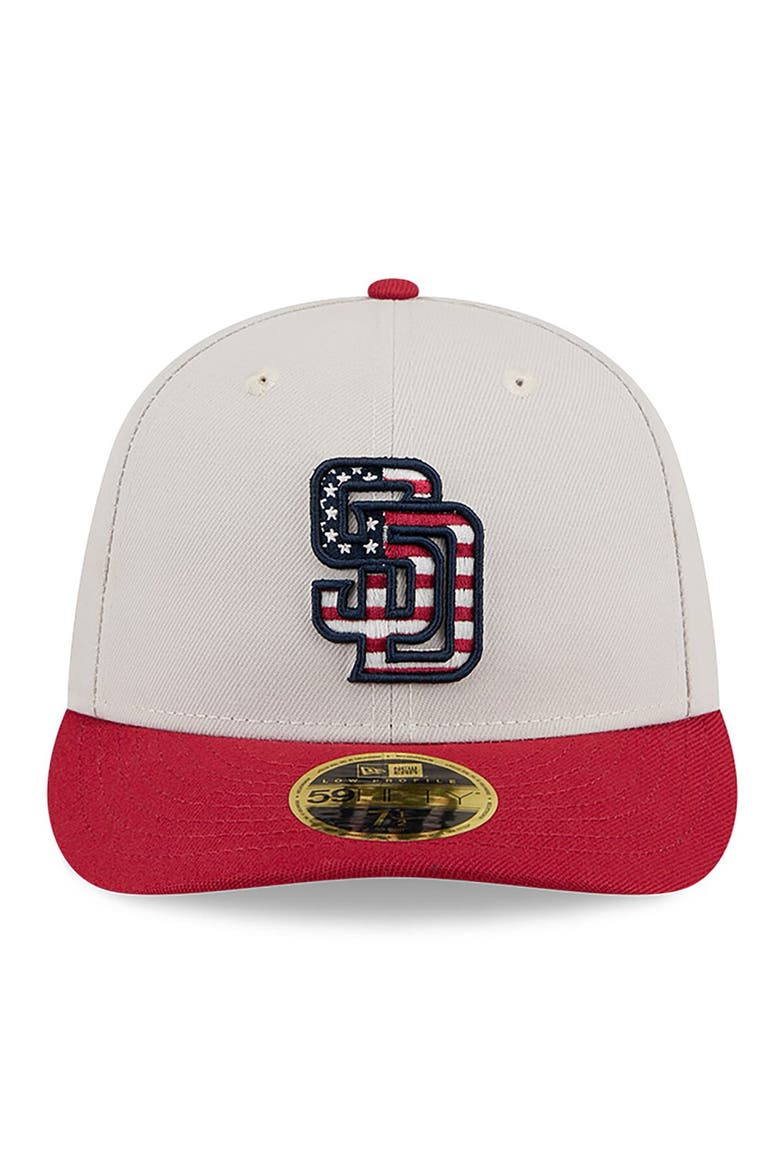 Men's New Era  Khaki/Red San Diego Padres 2024 Fourth of July Low Profile 59FIFTY Fitted Hat, Alternate, color, Khaki