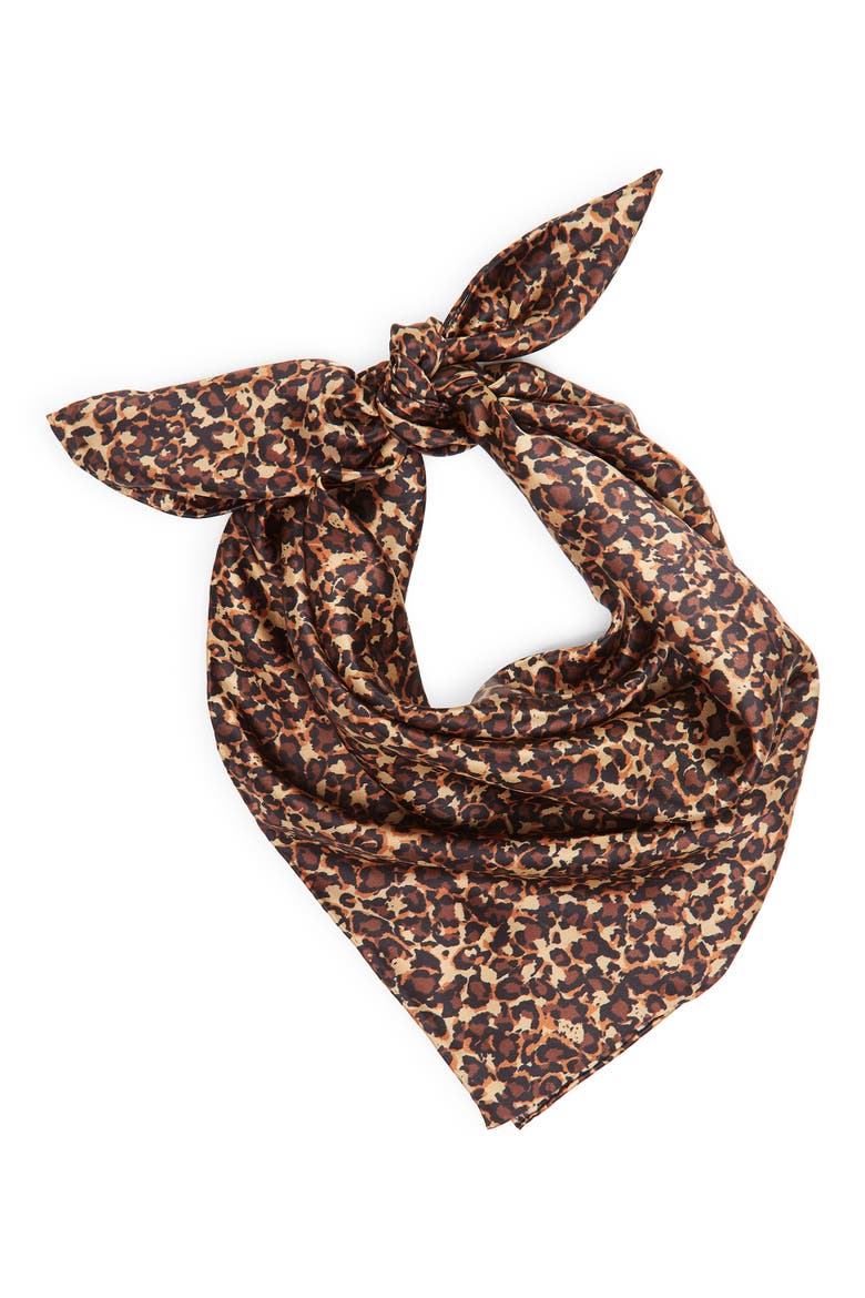 Silk Square Scarf, Alternate, color, TAN BROKEN LEOPARD