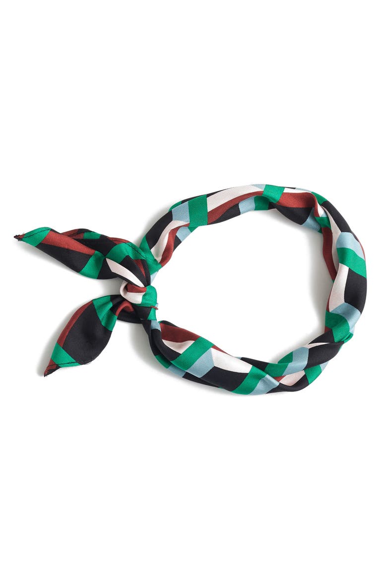 Ratti Graphic Diamond Print Silk Scarf, Main, color, GREEN BROWN