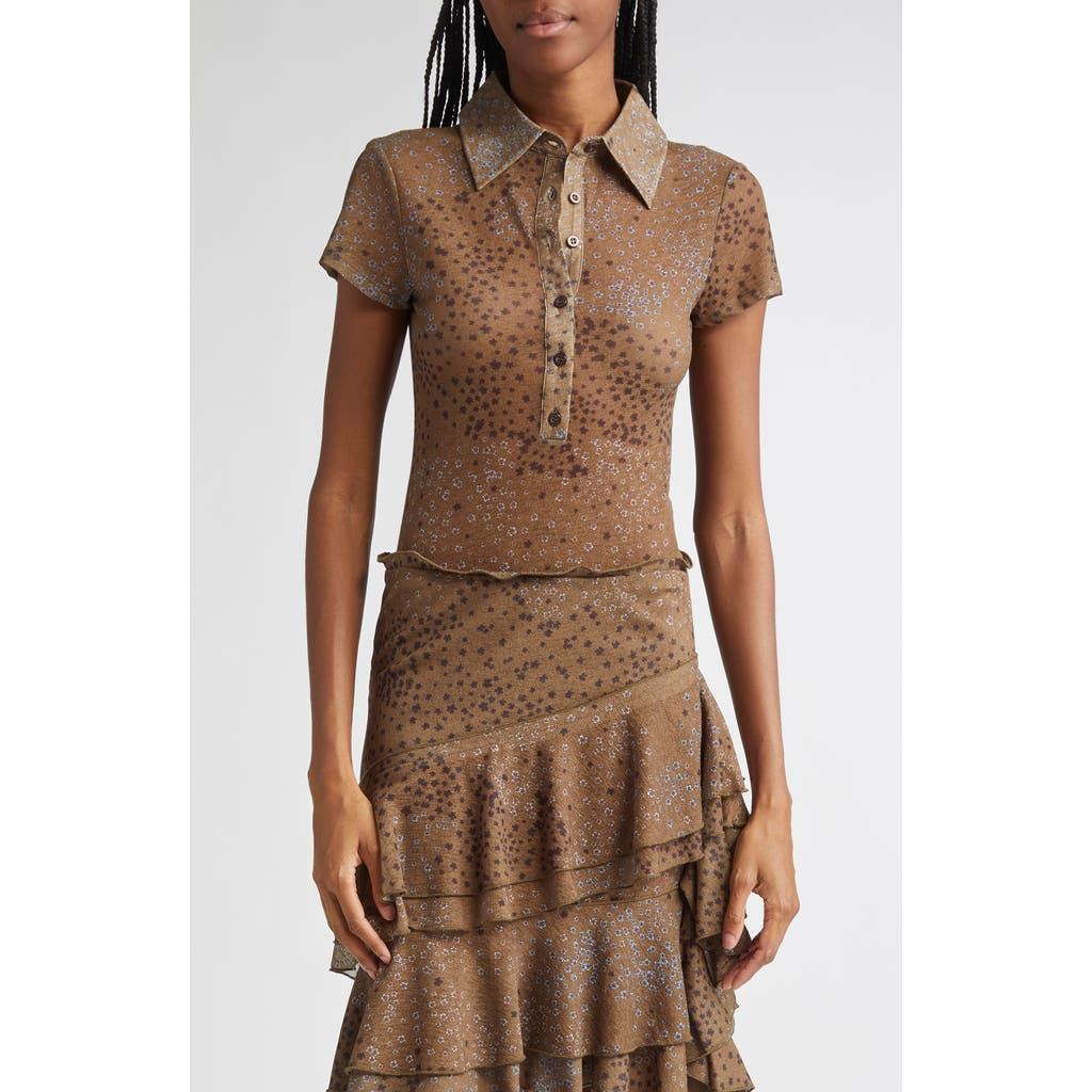 Siedrés Asne Floral Mesh Polo in Brown Multi  product