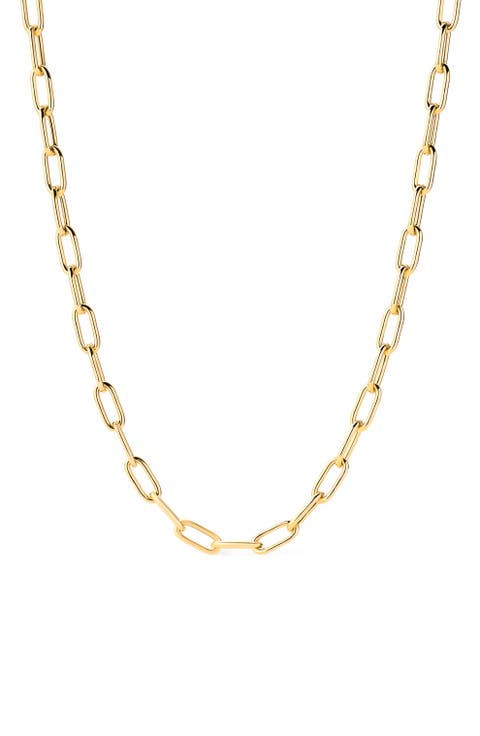 Solid Yellow Gold - Large Paperclip Necklace