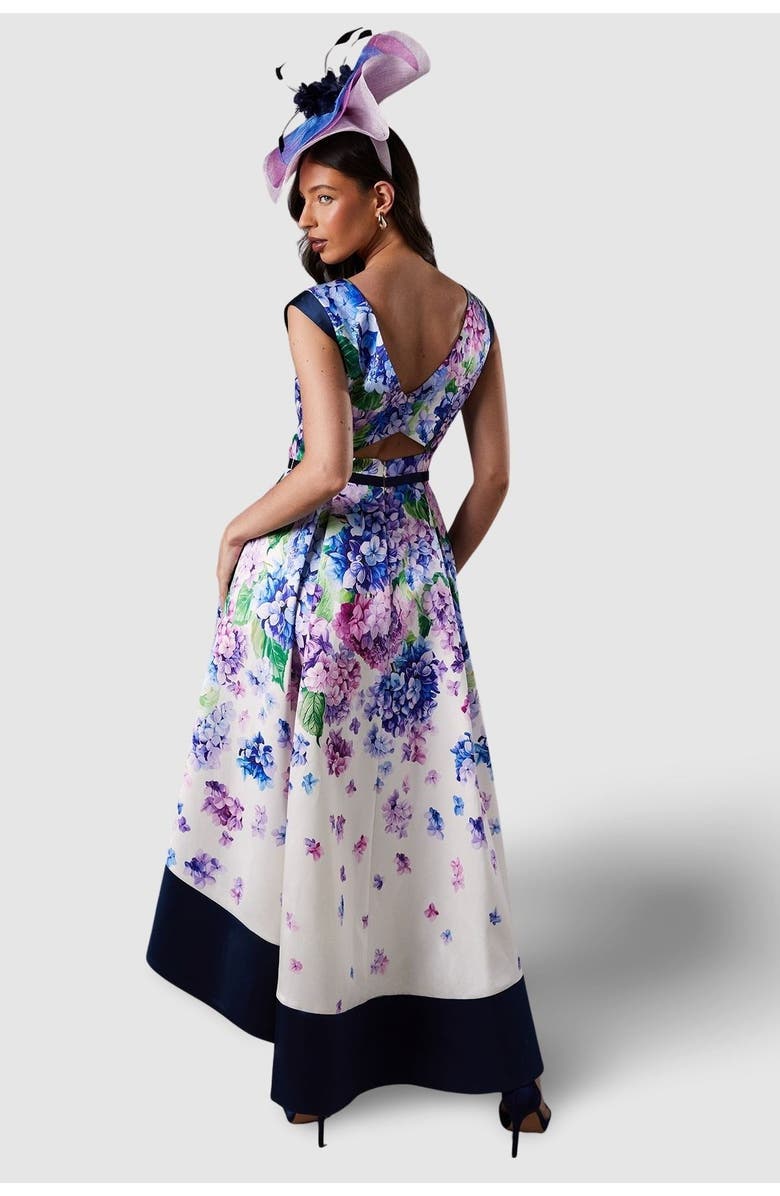 Coast Twill Hi-Lo Floral Midi Dress, Alternate, color, Multi