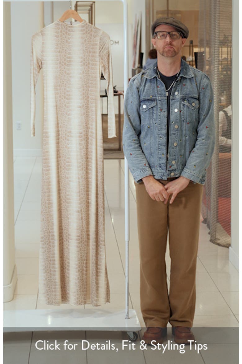 Crocodile Print Funnel Neck Long Sleeve Maxi Dress (Women) | Nordstrom