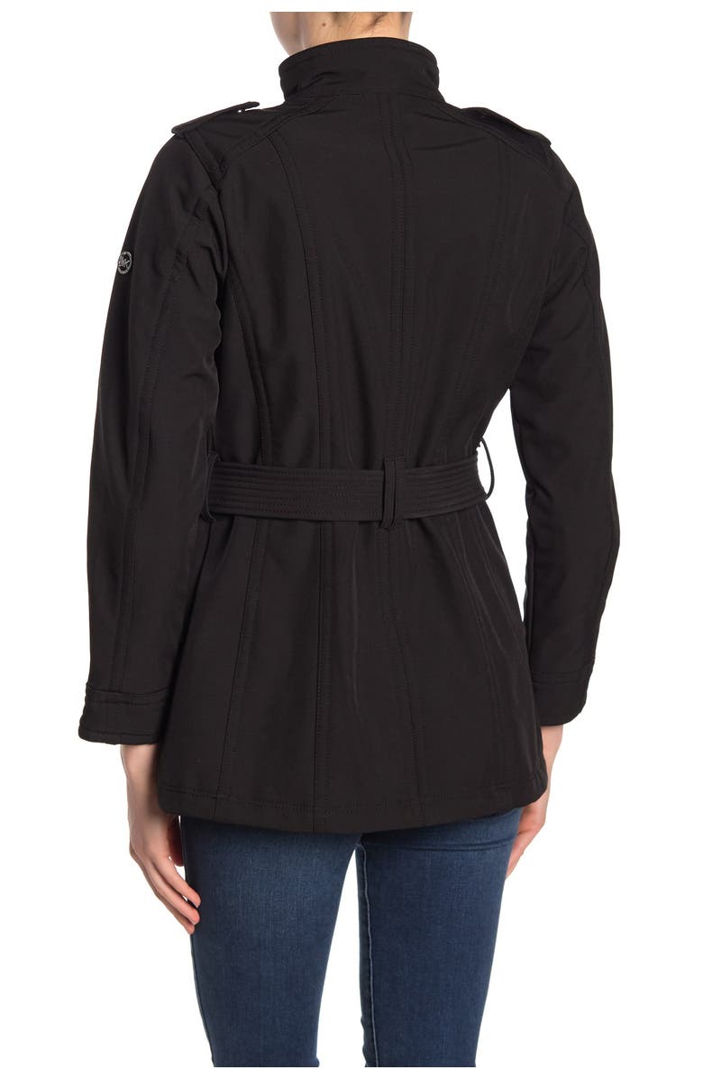 MICHAEL Michael Kors Missy Faux Leather Trim Belted Jacket, Alternate, color,