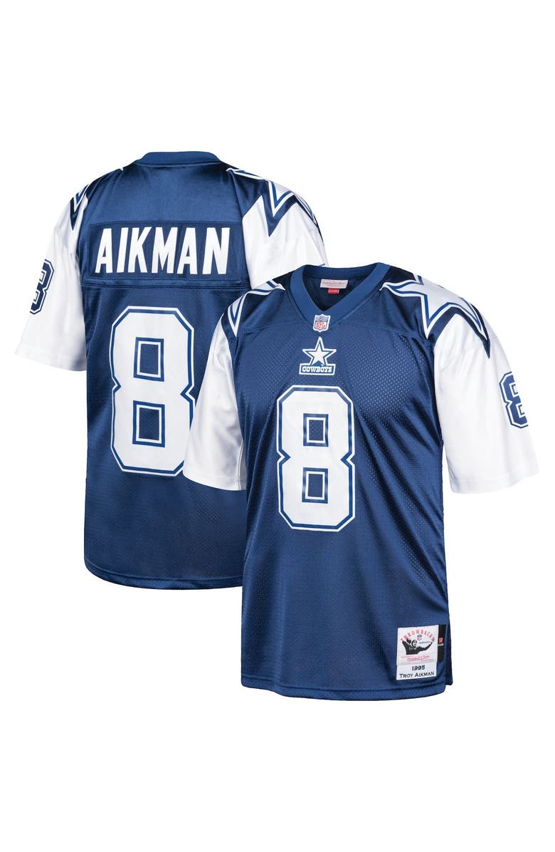 Mitchell & Ness Men's Mitchell & Ness Troy Aikman Navy Dallas Cowboys 1996 Authentic Retired Player Jersey, Main, color, 