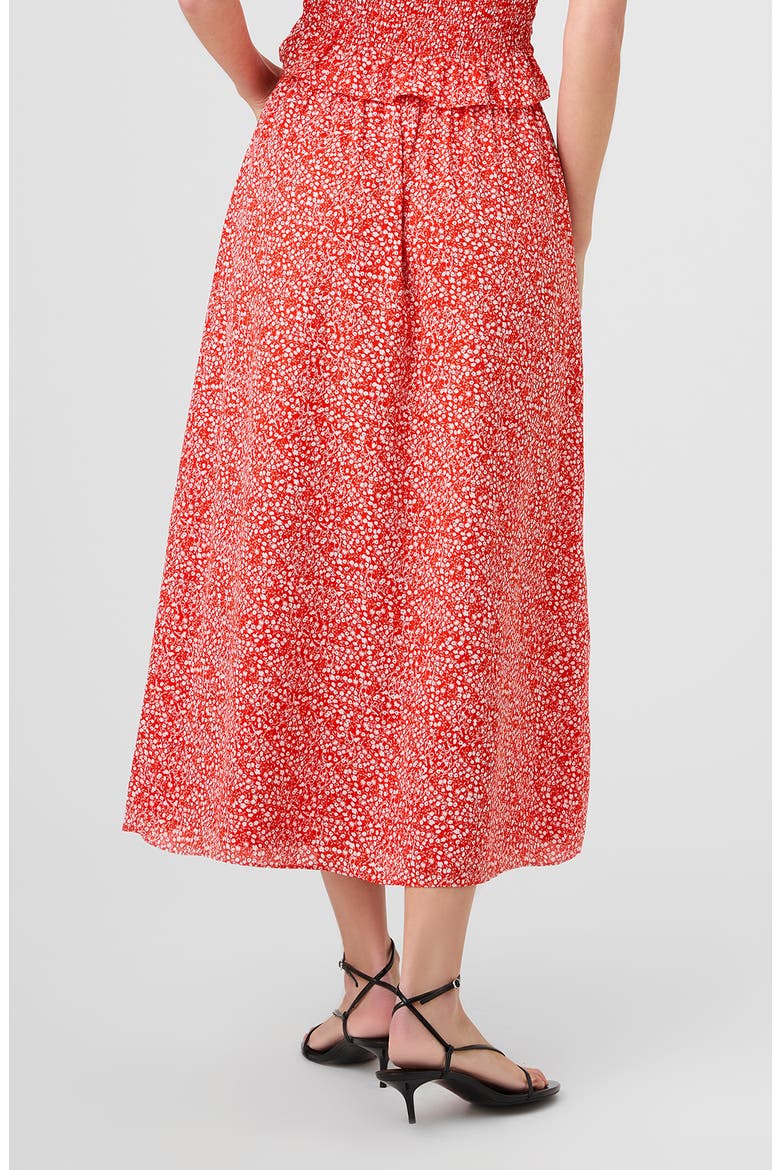 Agnes Ditsy Floral Crepe Midi Skirt, Alternate, color, CANDIED APPLE