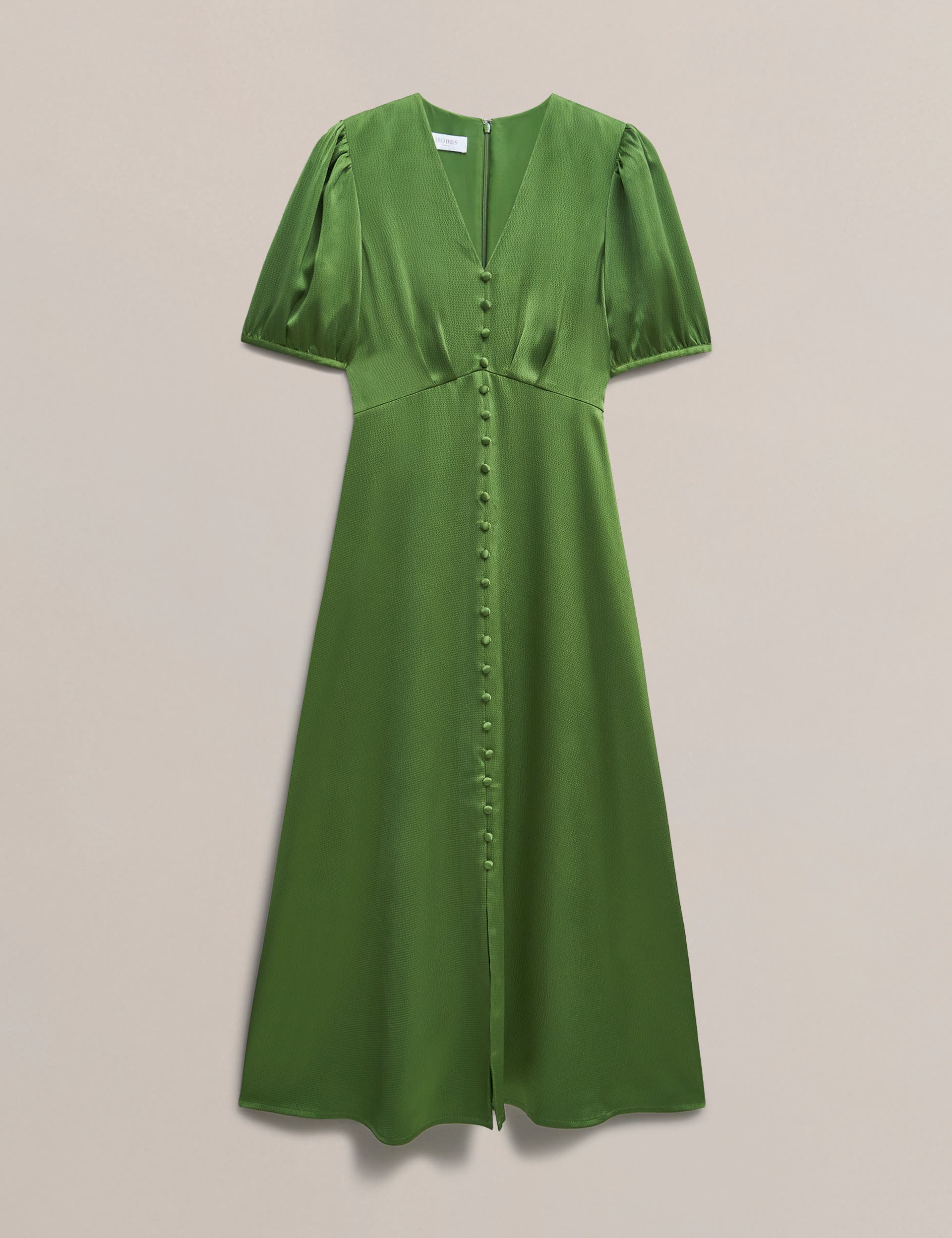 Button Front Puff Sleeve Midi Dress - image 2