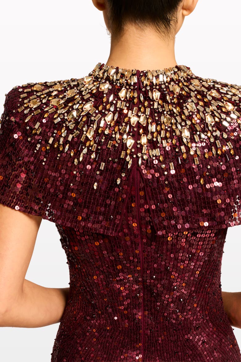 Radiant Sequin-Embellished Gown, Alternate, color, Cardinal