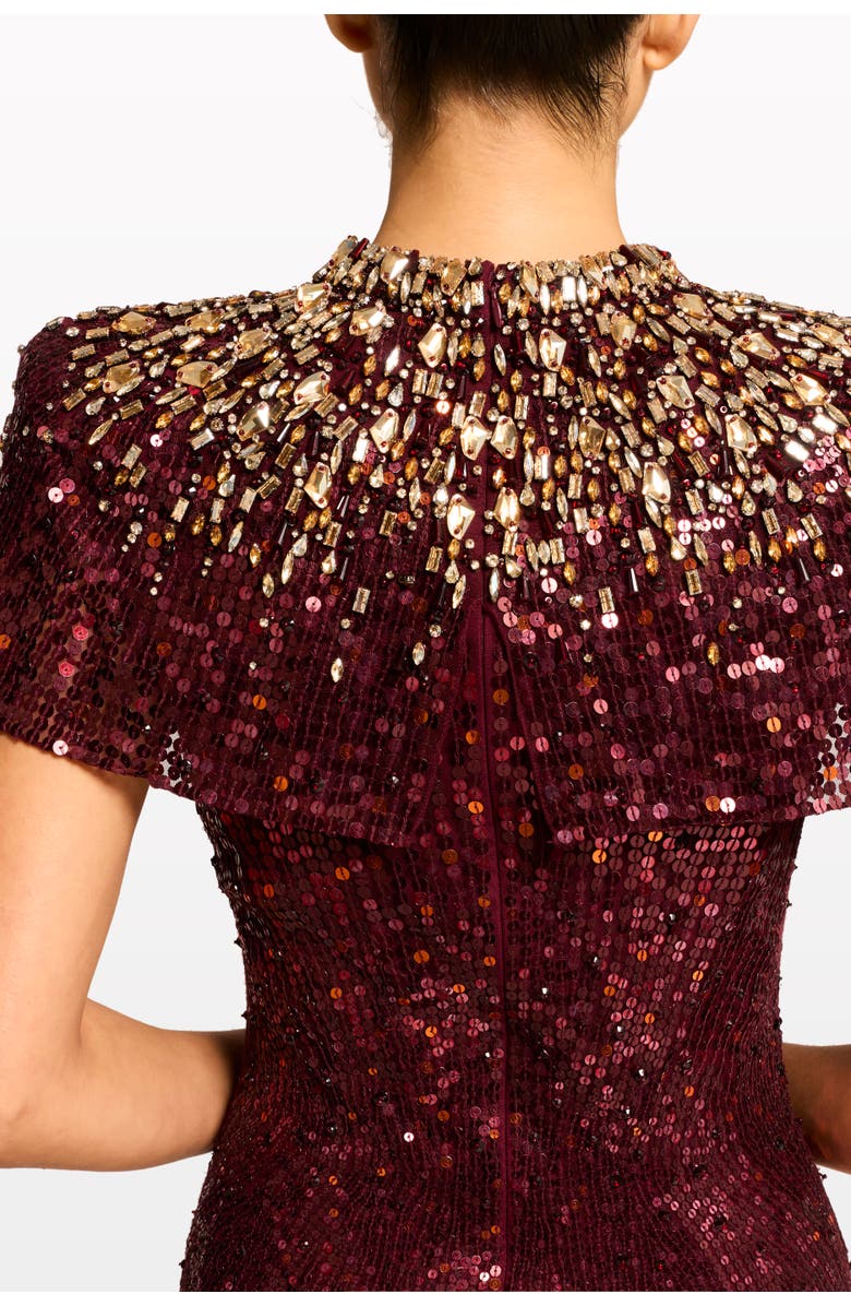 Jenny Packham Radiant Sequin-Embellished Gown, Alternate, color, Cardinal
