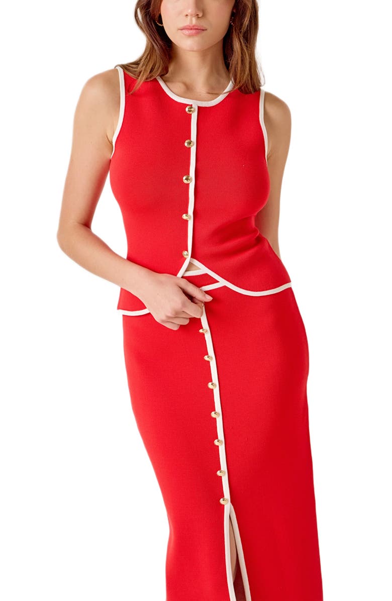 MARSY Contrast Knit Vest, Alternate, color, Red/ Ivory