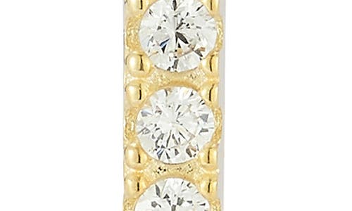 Sphera Milano 14k Gold Plated Sterling Silver Pavé Cz 9–9.5mm Cultured Pearl Drop Huggie Hoop Earrin In Gold