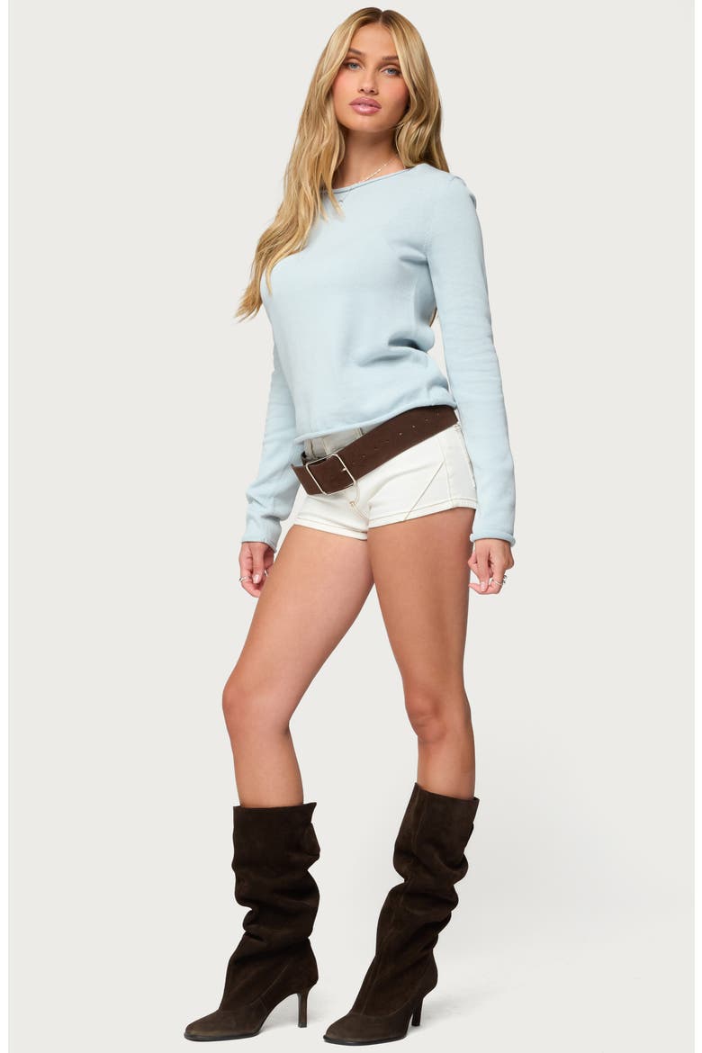 Sonny Rolled Edge Cotton Sweater, Alternate, color, LIGHT-BLUE