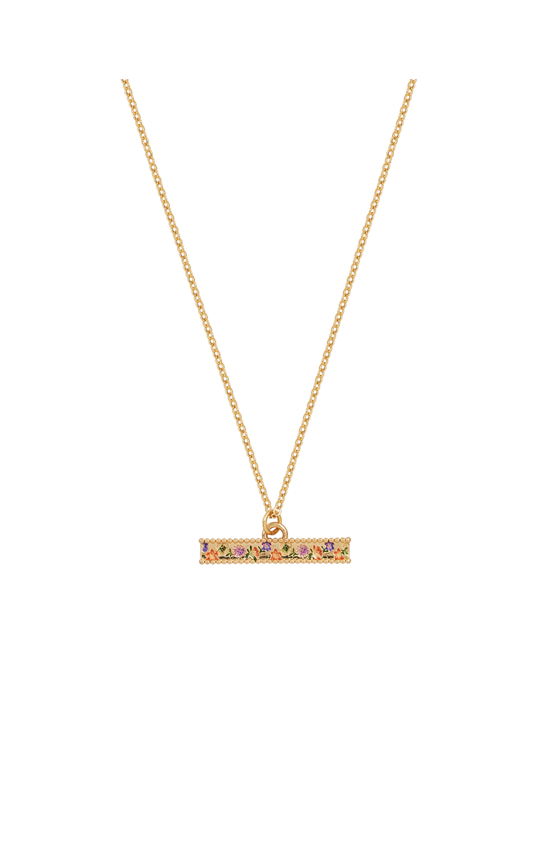 Fable England Folksy Floral Gold T-Bar Chain Necklace, Main, color, Gold