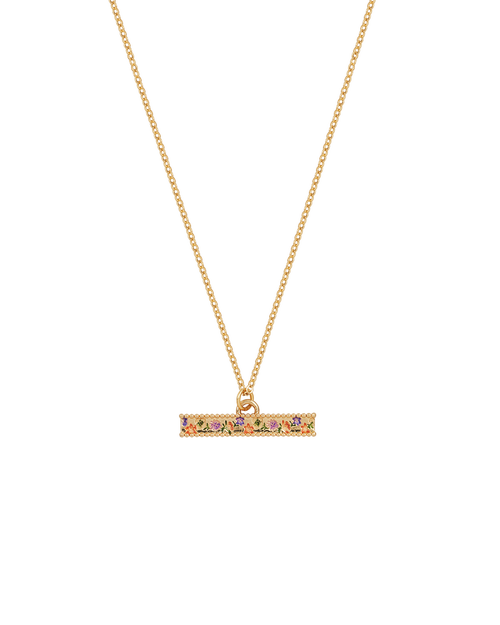 Fable England Folksy Floral Gold T-bar Chain Necklace In Gold