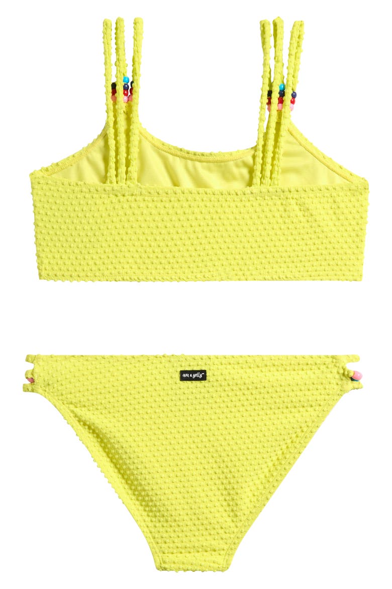 Kids' Textured Two-Piece Swimsuit, Alternate, color, NEON YELLOW
