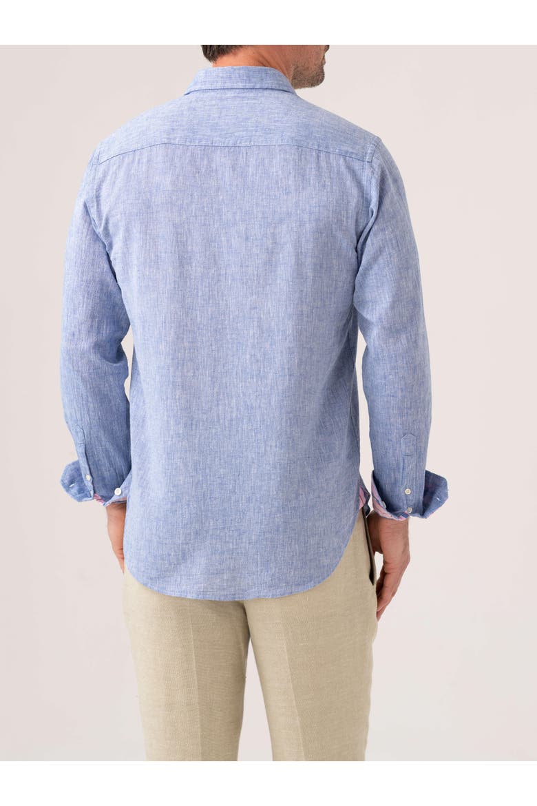 Cotton Linen Long Sleeve Shirt, Alternate, color, Mid Blue