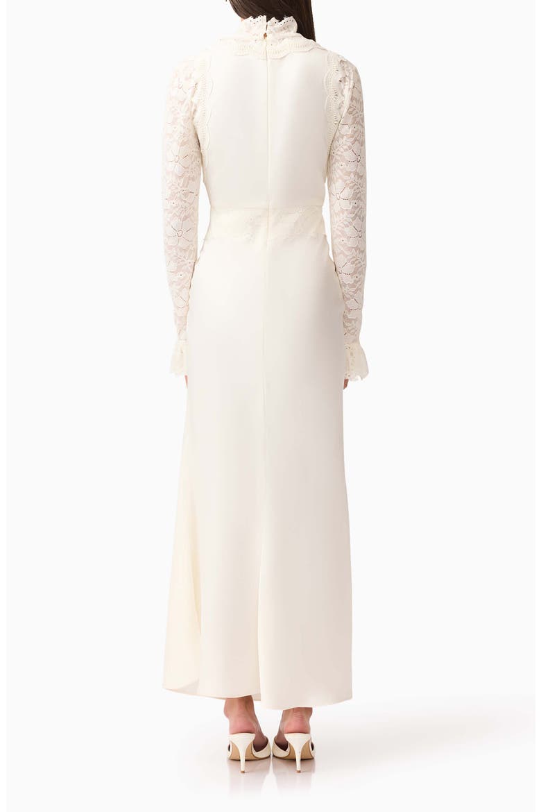 Margot Lace Inset Long Sleeve Gown, Alternate, color, IVORY