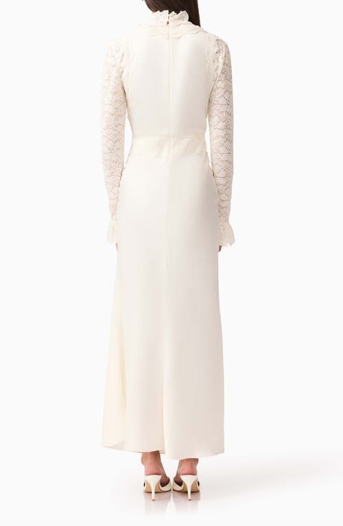 Elliatt Margot Lace Inset Long Sleeve Gown In White