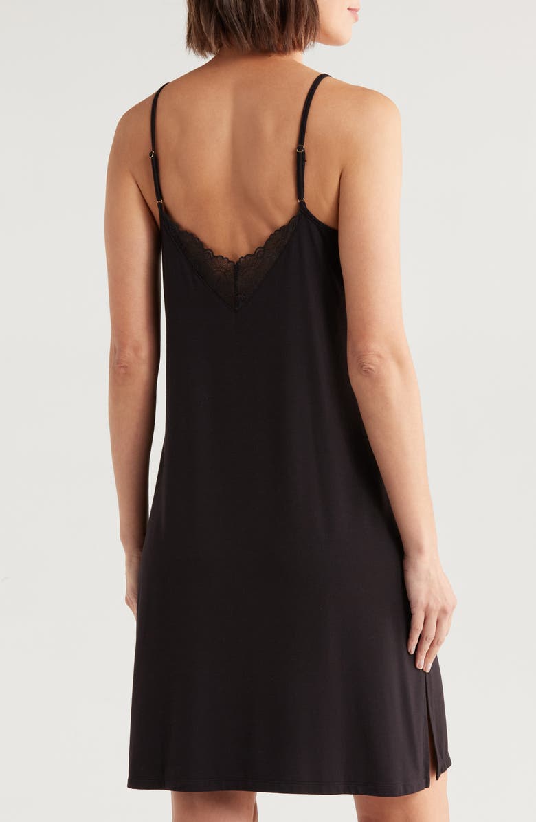 Nordstrom Moonlight Eco Lace Tim Chemise, Alternate, color, Black