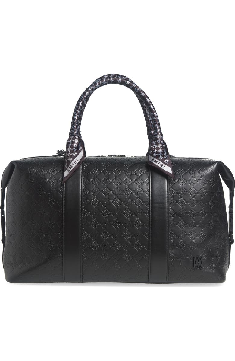 AMIRI MA Quad Debossed Leather Duffle Bag, Main, color, Black