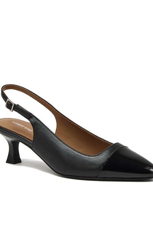 Lands' End Leather Slingback Cap Toe Kitten Heels In Animal Print