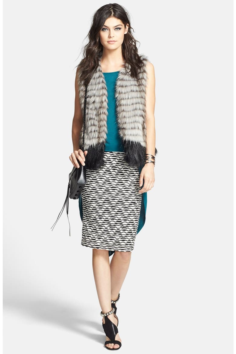 Two-Tone Faux Fur Vest, Alternate, color, BLACK