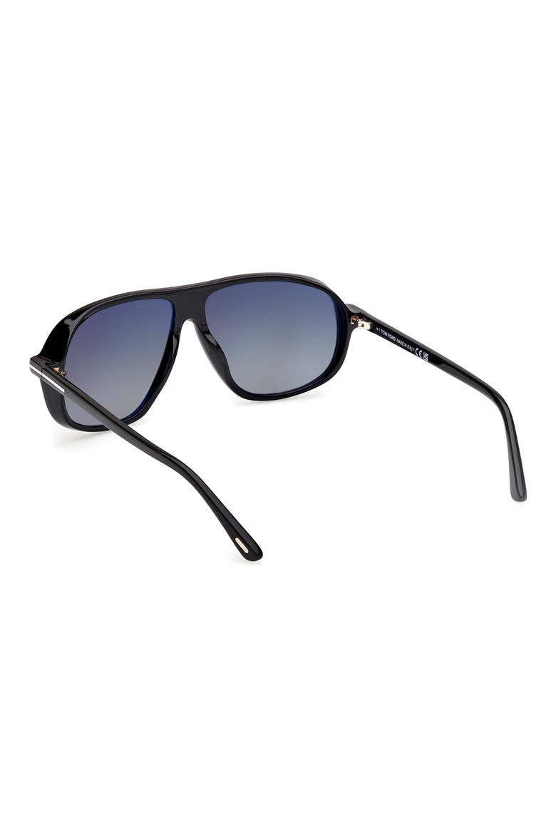 Guillaume 61mm Gradient Pilot Sunglasses, Alternate, color, SHINY BLACK ECO / SMOKE LENSES